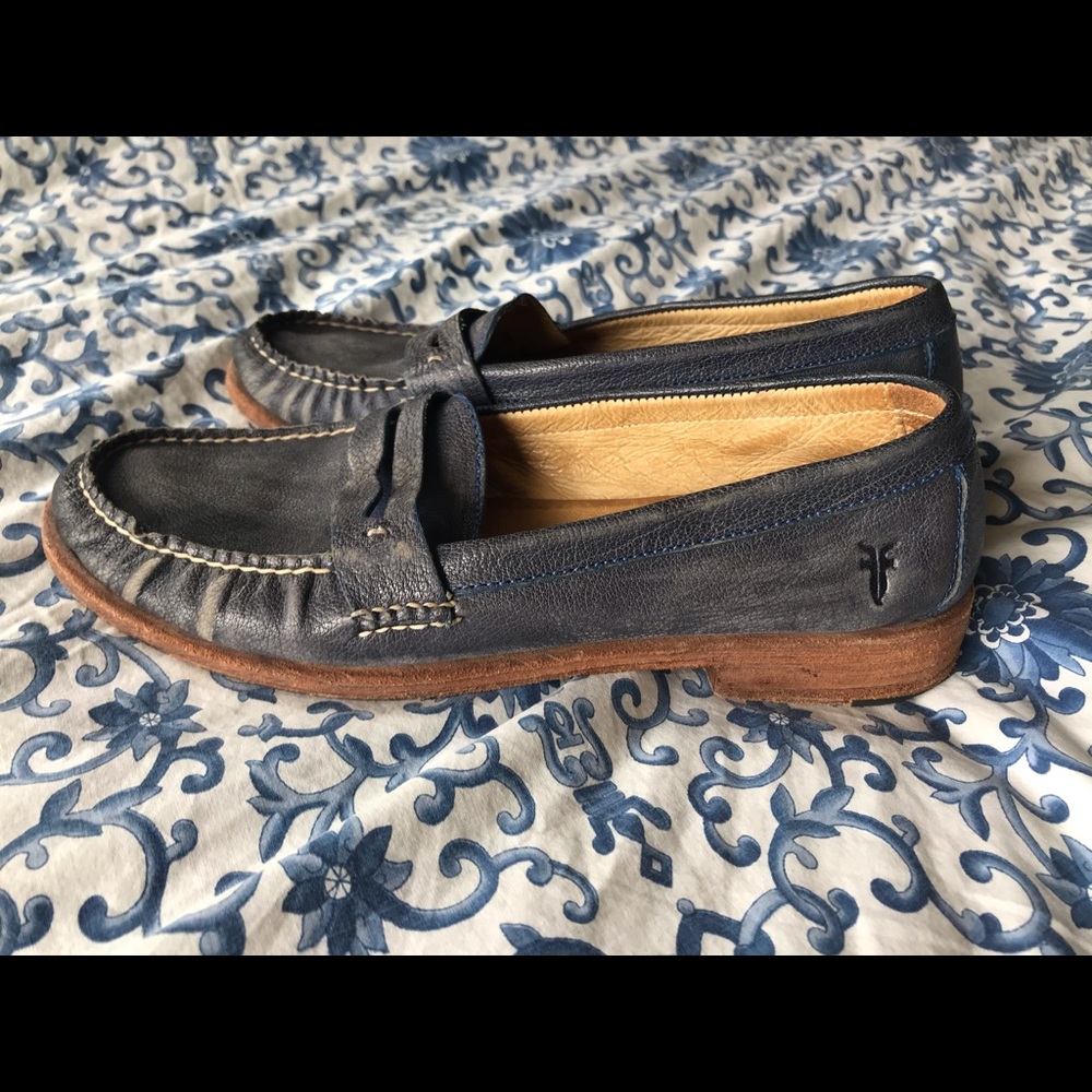 FRYE blue loafers